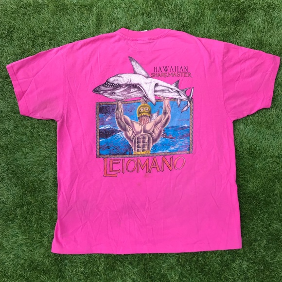 Vintage Tops - vintage hawaiian shark master bright pink T-shirt